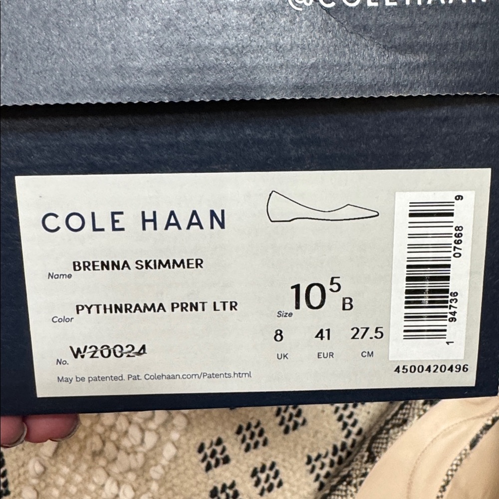EUC Cole Haan Brenna Skimmer Women's Snakeskin Print Flats 10.5 - Picture 7 of 7